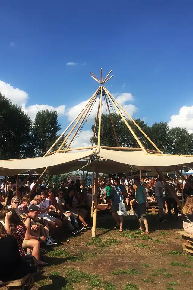 Giant fire tipi festival